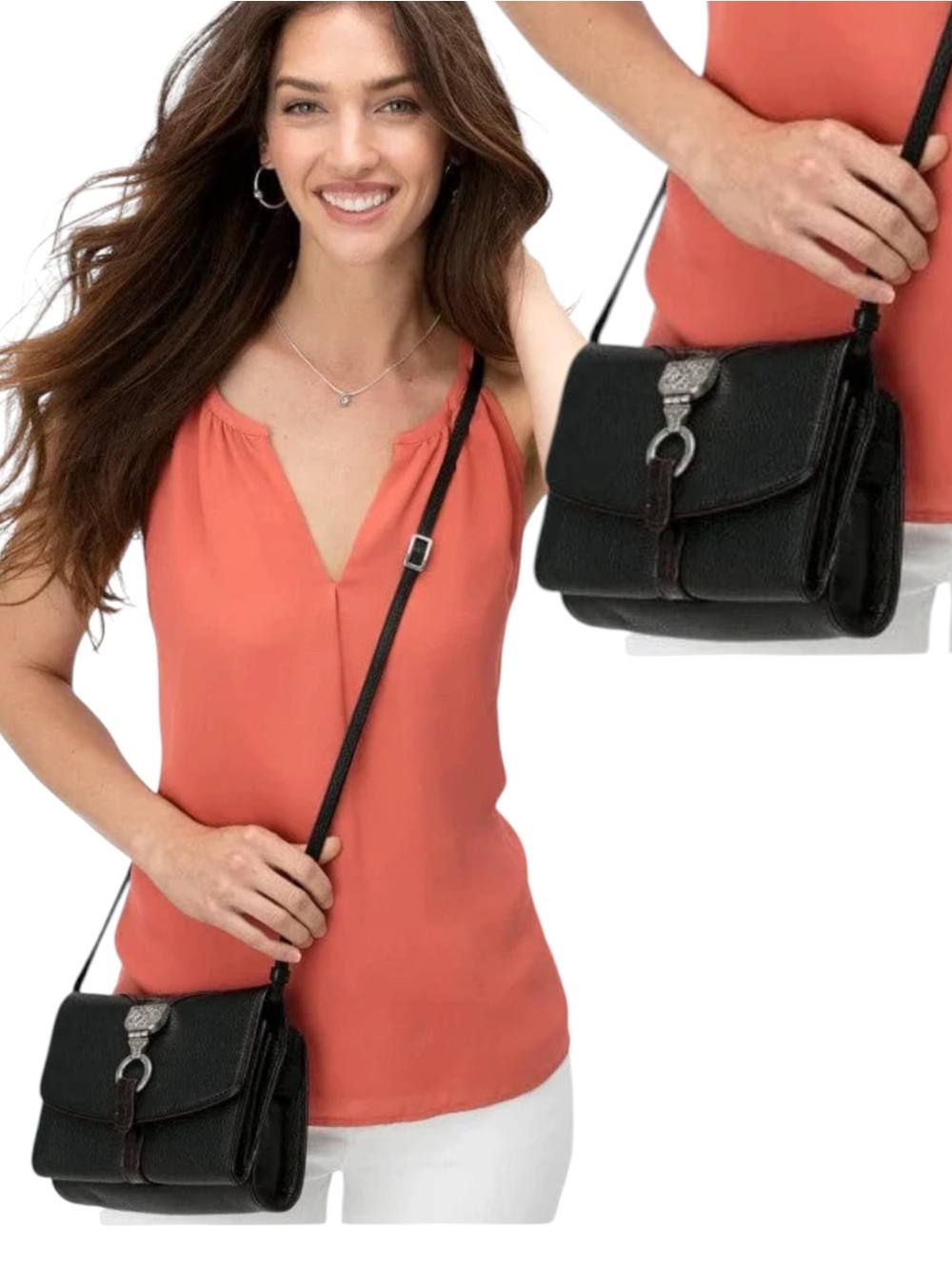 Brighton Nepal Pebbled Leather Croco-Embossed Crossbody Organizer - Picture 14 of 17